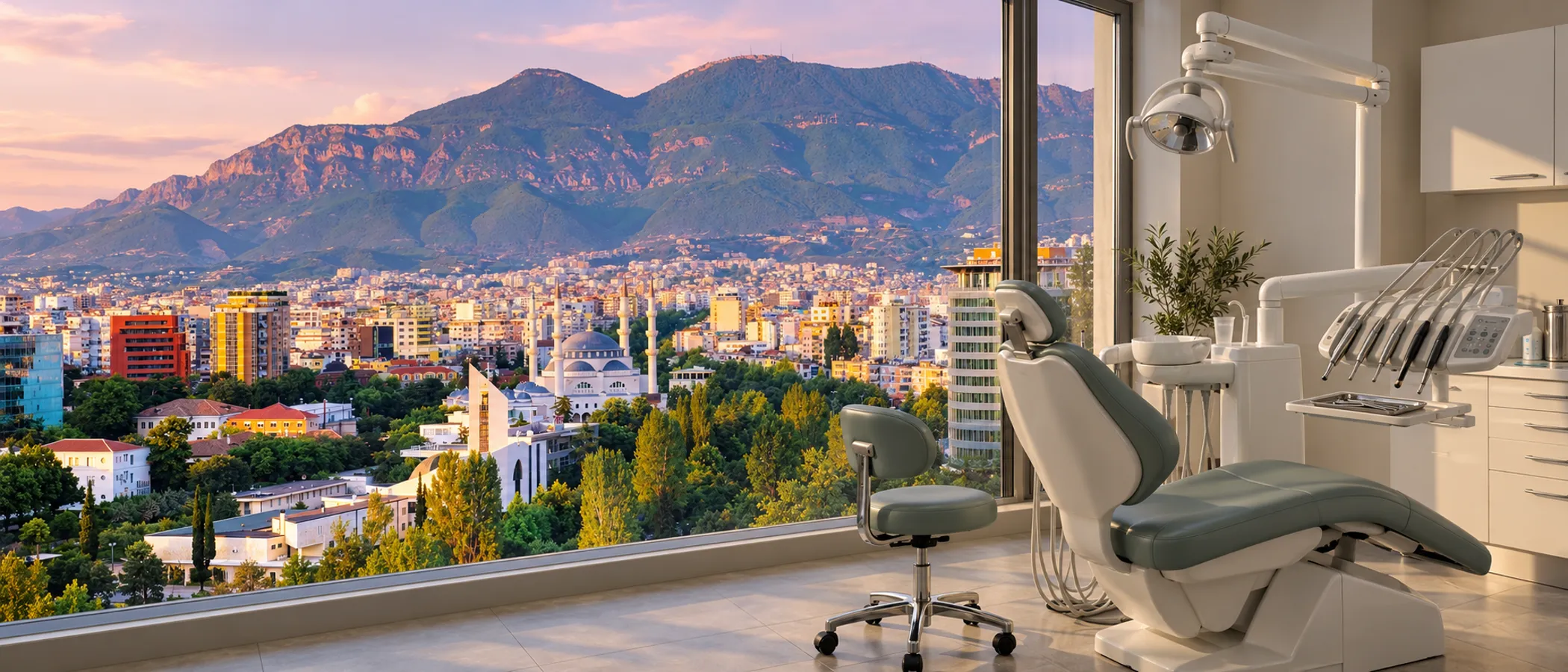 Tirana beneath the Dajti mountains